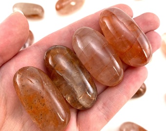 Fire Quartz Worry Stone | Red Polished Tumbled Crystal Lingam (Root Chakra)