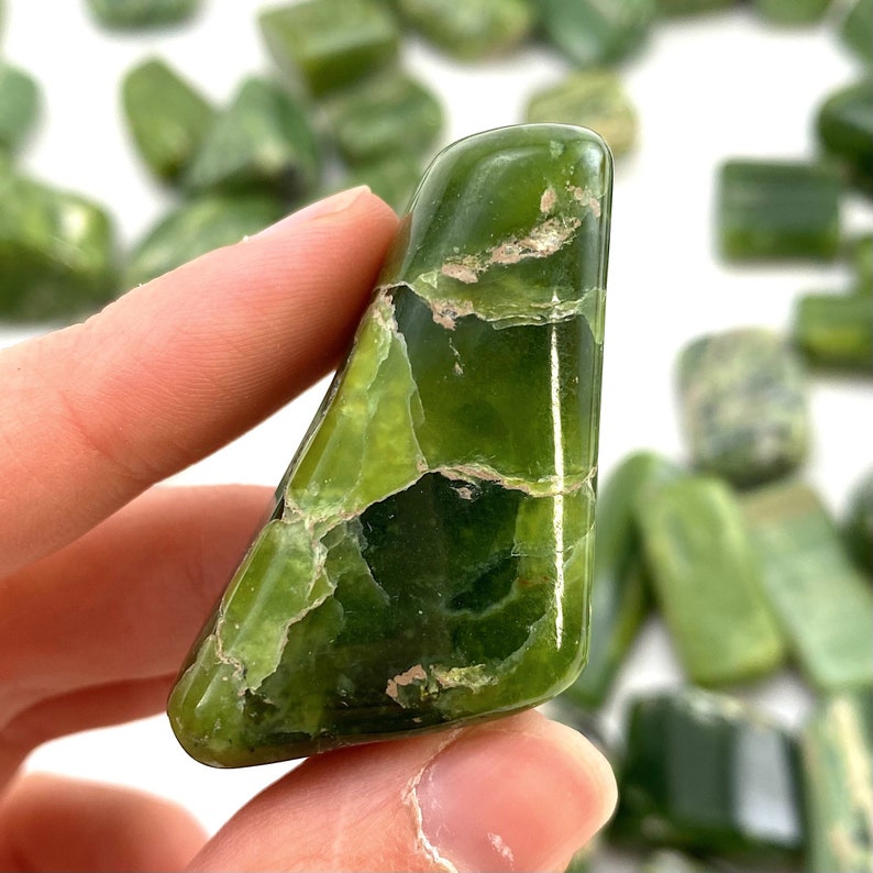 Rare ONE tumbled tremolite, natural tremolite, polished tremolite, green tremolite tumble, tremolite crystal image 9