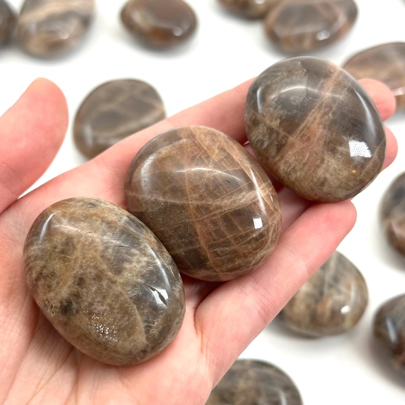 Grey Moonstone Palm Stone | Polished Crystal Worry Stone (Third Eye Chakra) image 5
