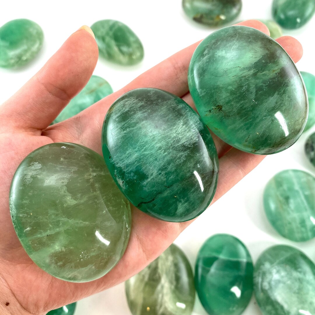 Buy Green Fluorite Palm Stone Polished Crystal Worry Stone (heart Chakra)  Online in India