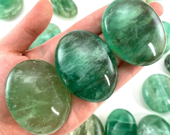 Green Fluorite Palm Stone | Polished Crystal Worry Stone (Heart Chakra)