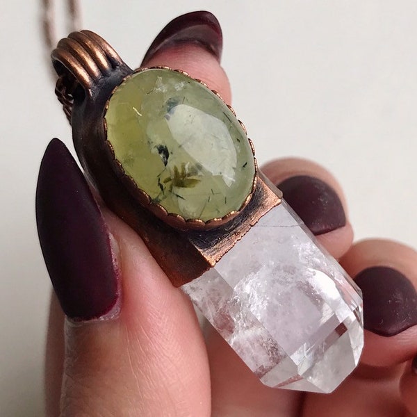 Copper prehnite Necklace