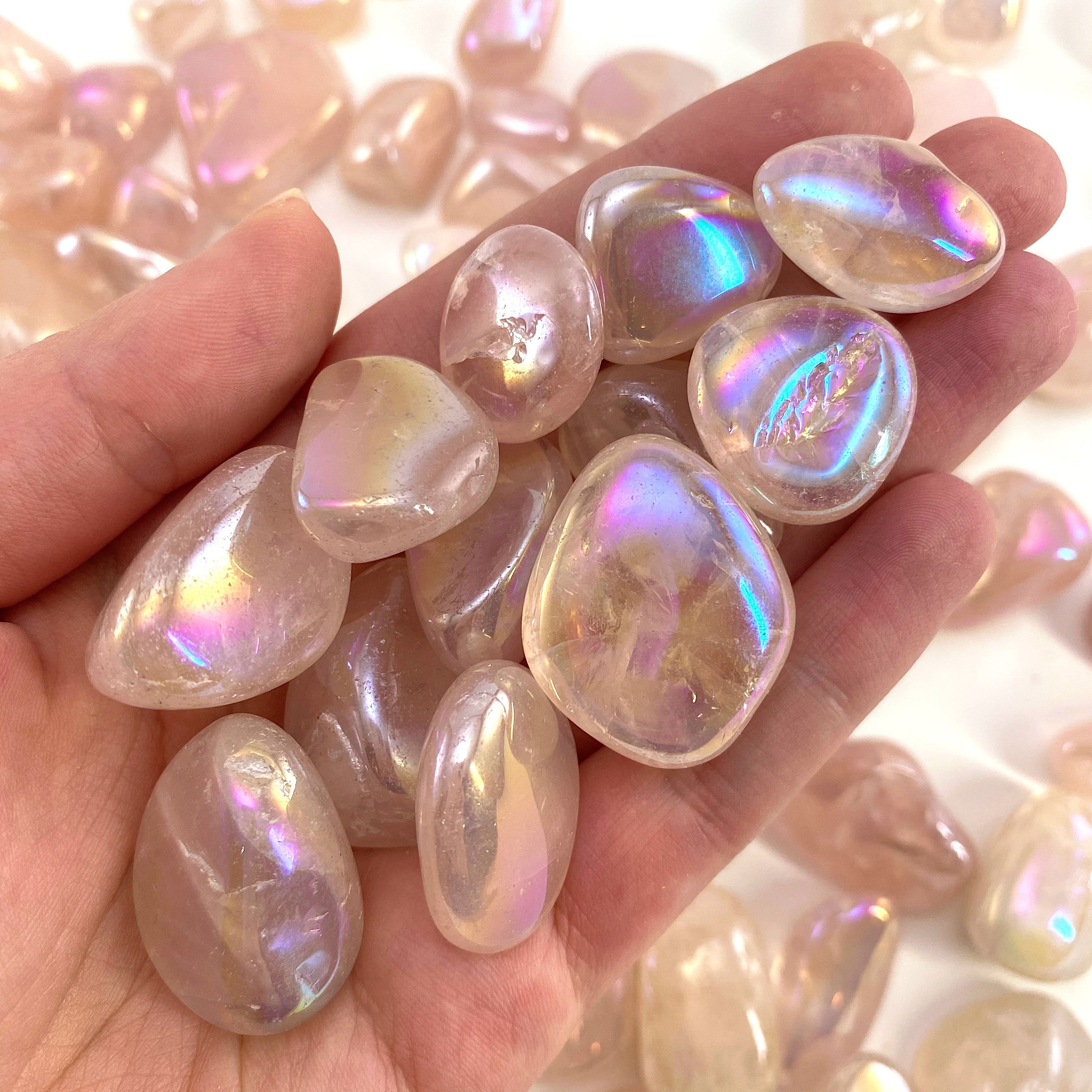 ONE Tumbled Angel Aura Rose Quartz Aura Rose Quartz Polished Etsy UK