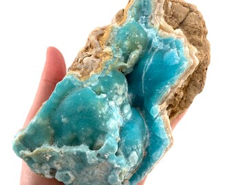 Blue Aragonite (Afghanistan), blue aragonite specimen, raw aragonite, botryoidal aragonite crystal