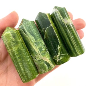 Tremolite Point | green crystal tower, polished wand