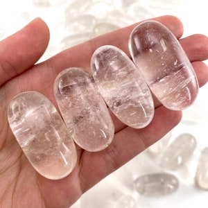 Clear Quartz Worry Stone | Polished Tumbled Crystal Lingam (Crown Chakra)