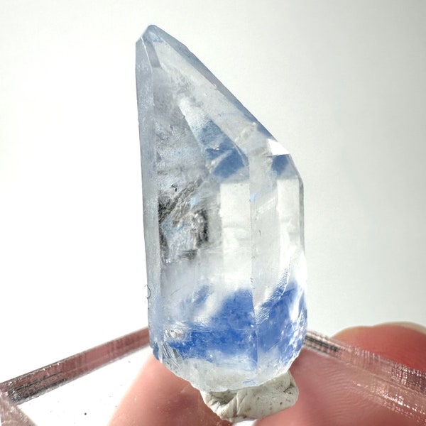 Dumortierite in Quartz (Brazil) | dumortierite quartz crystal, blue quartz point, dumortierite quartz cluster, mineral specimen, crystals