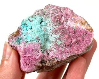 Sparkly Cobalto Calcite with Chrysocolla (Congo) | cobalto calcite, cobaltoan calcite, salrose, mineral specimen, crystals