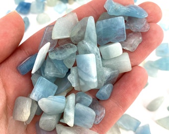 20g of Aquamarine, mini tumbled stones, tumbled crystal, tumbled Aquamarine, blue aquamarine