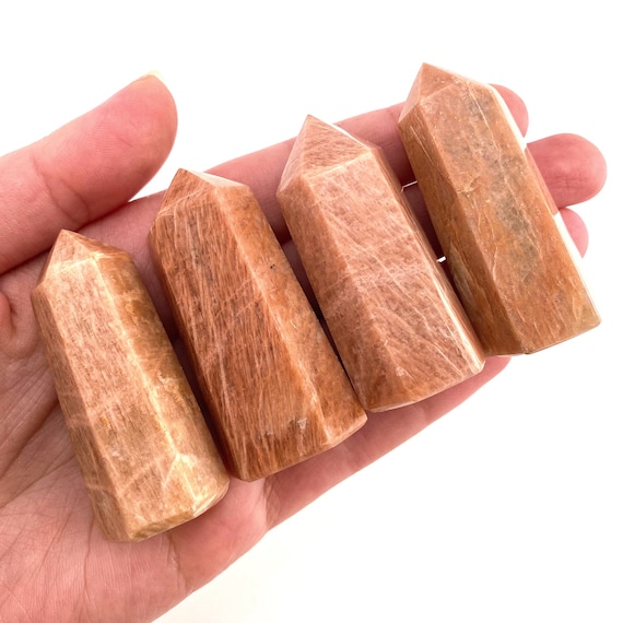 Genuine Polished Peach Moonstone Palm Stone — Astro Gallery