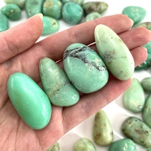 Rare Mint Chrysoprase Tumbled Gemstone | Polished Green Crystal Worry Stone (Heart Chakra)