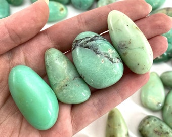 Rare! Tumbled Gem Chrysoprase, green chrysoprase, polished chrysoprase, gem chrysoprase tumble, tumbled stones, tumbled crystals