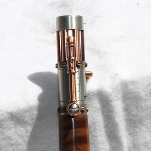 Figured Walnut Bolt Action Rollerball Pen in Gunmetal and Copper