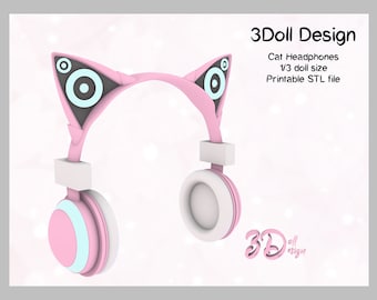 1/3 Doll Cat Headphones STL file
