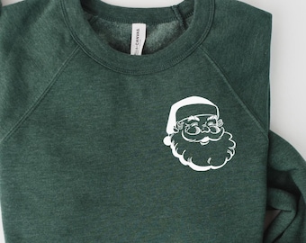 Retro Santa Sweatshirt, Vintage Santa Pullover, Minimal Santa Sweatshirt, gemütliches Weihnachtsgeschenk, passende Weihnachts-PJs, Weihnachtsgeschenke für Frauen