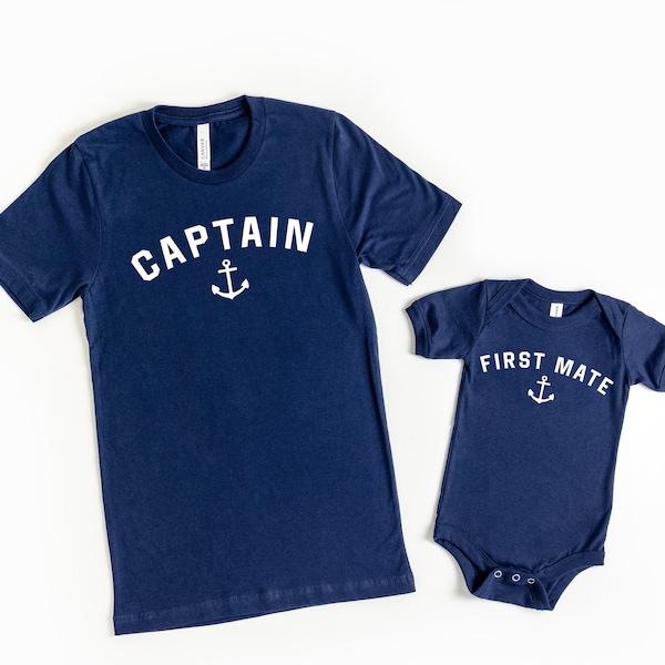 Dad and Baby Matching Shirts, Fathers Day Gift, Father Son Shirts, captain and first mate, Matching T-shirts, Gift for New Dad