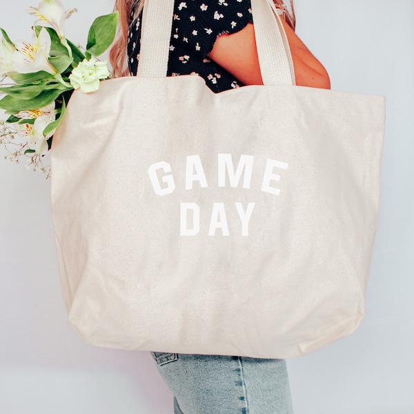 Game Day Canvas Tote Bag, Football Mom, Game Day Bag, Cute Tote Bag, Weekender Bag, Shopping Bag, Game Day Gift, Large Canvas Shopper