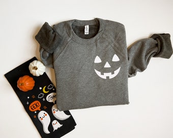 Halloween Sweatshirt, Pumpkin Sweatshirt, Jack-o-Lantern Sweatshirt, Pumpkin Sweater, Adult Halloween costume, Spooky Season, fall clothing