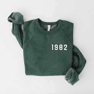 Moletom de 1982, moletom de aniversário de 41 anos, camisa com número do ano de nascimento de 1982, presente de aniversário para mulheres, moletom e moletom com capuz de aniversário