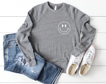 Smiley Gesicht Sweatshirt, Lächeln Gesicht Sweatshirt für Freunde Geburtstagsgeschenk, Geburtstagsgeschenk, Frauen glücklich Sweatshirt, positive Vibes Pullover