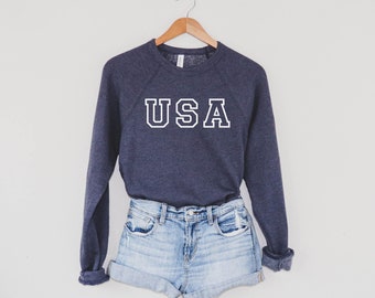 Sudadera de EE. UU., Sudadera de mujer del 4 de julio, EE. UU., Camisa del 4 de julio, Cuarto de julio, Camisa patriótica - Sudadera de cuello redondo unisex