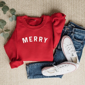 Maglione di Natale allegro, felpa di Natale, outfit comodo autunno inverno, outfit di Natale, felpa allegra, regali di Natale per le donne