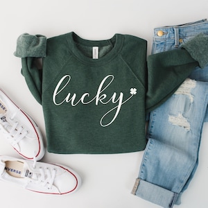 Lucky Sweatshirt, Plus Size St Patricks Day,  St Patricks Day Sweatshirt, Shamrock,St Patrick Sweater, Womens St Pattys Day, Teacher shirt