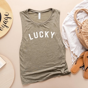 Lucky Tank Top, St Patricks Day Tank, Workout Tank, Summer Clothes, Womens Irish Tank, Beach Shirt, Womens St Pattys Day, Plus Size Tank