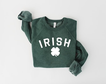 Irish Sweatshirt, St. Patricks Day Clover Print Crewneck Top for Men and Women, Irish Shamrock, Gift for Him or Her, Lucky Sweatshirt