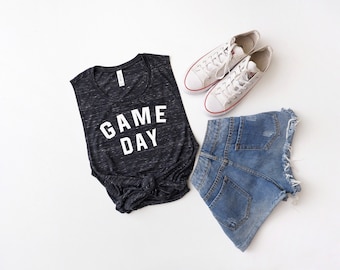 Game Day Tank Top, Womens Football Tank, Tailgate Shirt, Fall Game Day Outfit, Boy Mom Football Shirt, Sunday Football Tee, Game Day Shirt