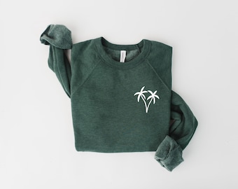 Palm Tree Sweatshirt | Coastal Crewneck for Women | Minimal Beach Pullover | Tropical Vacation Sweatshirt | Palm Graphic Shirt