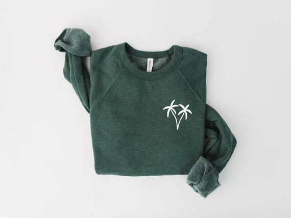 Palm Tree Sweatshirt | Coastal Crewneck for Women | Minimal Beach Pullover | Tropical Vacation Sweatshirt | Palm Graphic Shirt
