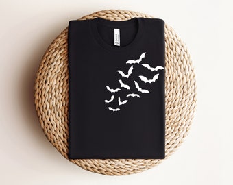 Herfstshirt, vintage vleermuis-T-shirt, Happy Halloween-T-shirt, Halloween T-shirt, Halloween-kostuumshirt, Halloween-shirt dames cadeau