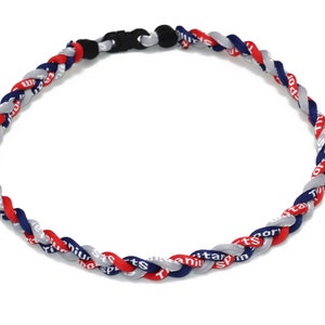 Wholesale 12 pieces lot Red Navy Gray Grey Team Baseball Titanium Neckalce Sport Running Tornado Ionic Braided Rope Necklace for boys