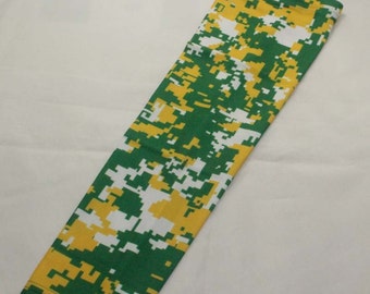 Yellow Green White Oregon Digital Camouflage compression arm sleeve for baseball football softball running cycling