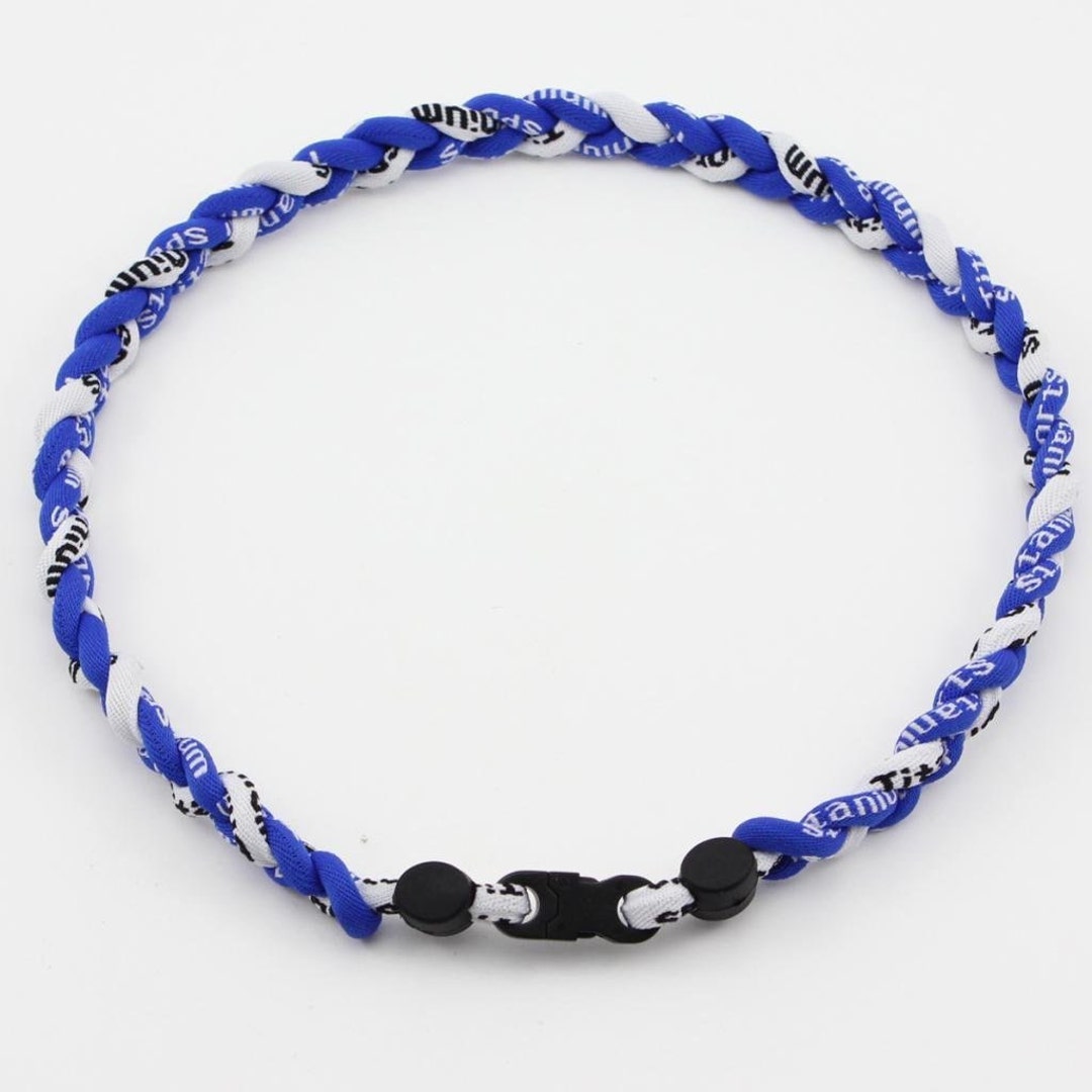 Wholesale 12 Pieces Blue White Baseball Titanium Neckalce Sport