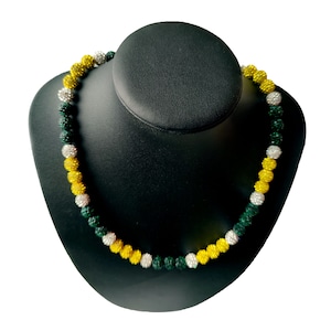 Collana a goccia da baseball per ragazzi Collana da hockey con perline con strass Giallo Verde Bianco