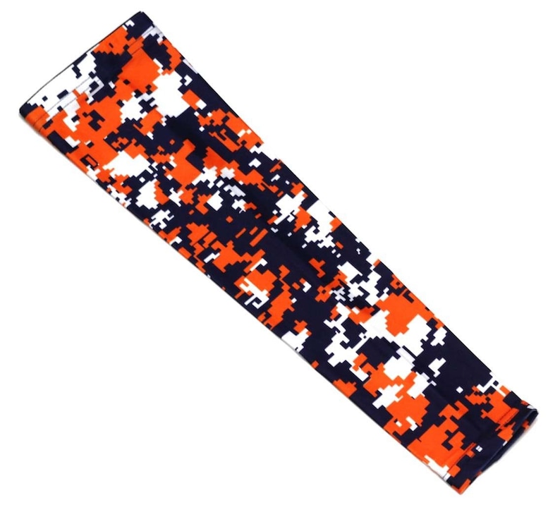 Orange Navy Blue Camo Compression Arm Sleeve for Baseball Basketball College Football Softball