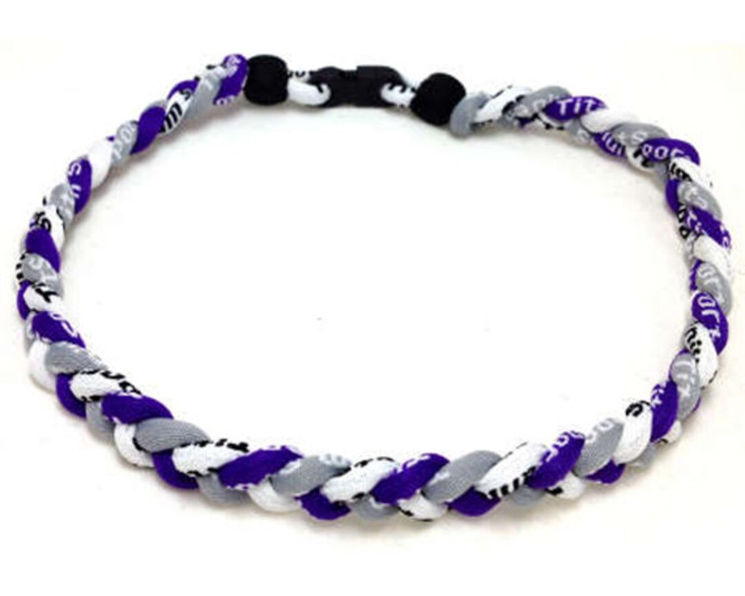 LARGE! 24" 3 Rope Titanium Sport Necklace Yellow Black Purple