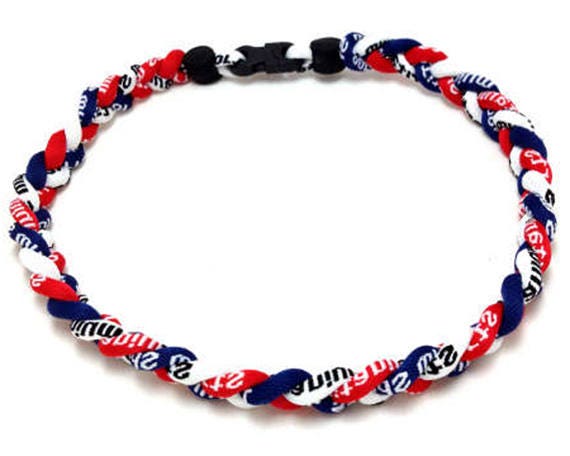 Titanium 3-Rope Sport Necklace – Pink/Black/White Tornado Baseball Design