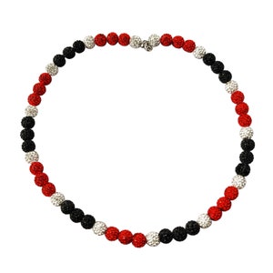 12 Pack Custom Bling Baseball Necklaces Rhinestone Bead Necklaces Baseball Player Drip Necklaces Red Black White