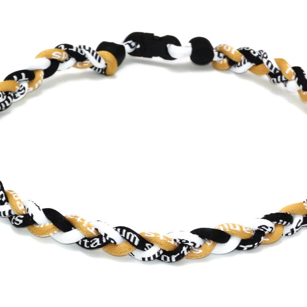 Titanium Sport Necklace - Green, Yellow & White Tornado 3-Rope Braid For Baseball & Kids
