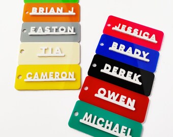Personalized Acrylic 3D Baseball Bag Tag Custom Sports Bag Tags Luggage Tag Diaper Bag Tag Custom Keychains with Keyring