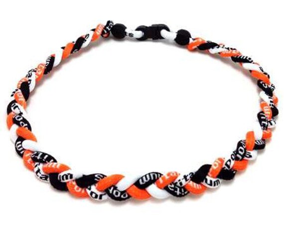 Wholesale 12 Pieces Lot Navy Neon Green White Team Color Baseball Titanium Necklaces Sport Tornado Braided 3 Rope Ionic Necklace