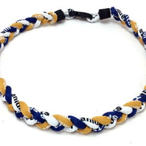 Wholesale 12 pieces lot Gold Navy White Baseball Team Titanium Neckalce Sport Running Tornado Braided 3 Rope Ionic Necklace for boys