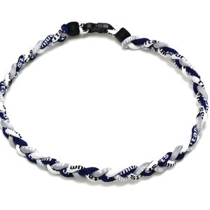 Wholesale 12 pieces lot Navy Gray Grey White Baseball Titanium Neckalce Sport Softball Tornado Triple Braided Rope Necklace