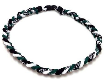 2 Green Black White Baseball Necklaces