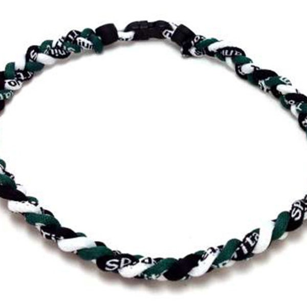 2 Green Black White Baseball Necklaces