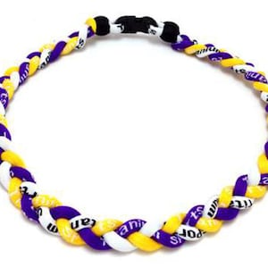 Wholesale 12 pieces lot Purple Yellow White Baseball Team Color Titanium Neckalce Running Softball Tornado Braided Necklaces Custom
