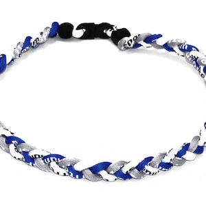 Wholesale 12 pieces lot Blue Gray Grey White School Colors Baseball Titanium Neckalce Running Softball Tornado Braided Necklaces